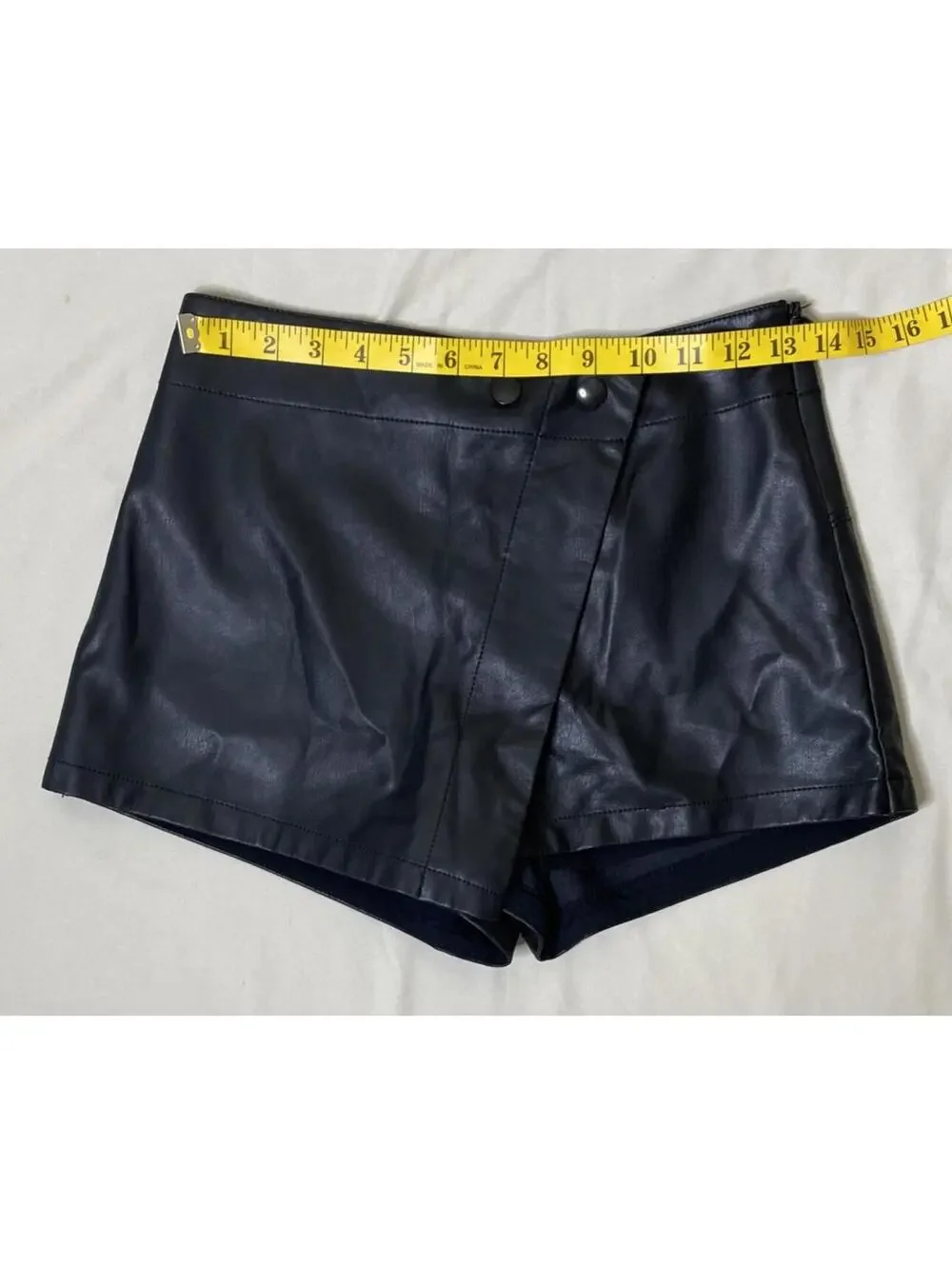 Free People Black Faux Leather Wrap Skort Shorts